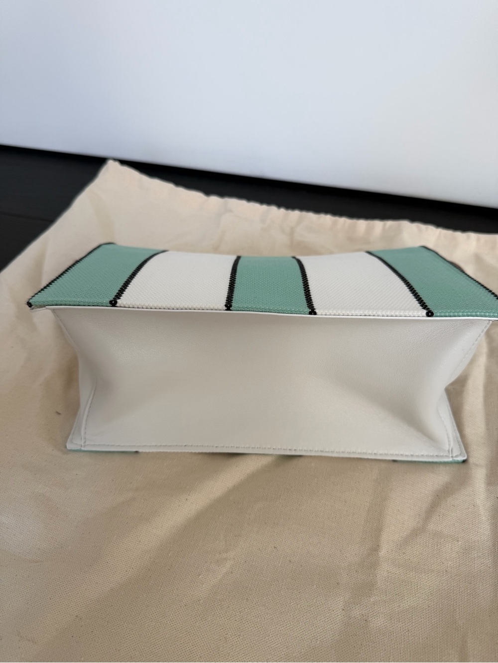 Jacquemus La Plage The Rond Carre Striped Cotton Clutch NWT - Picture 5 of 7